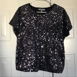 Women’s Navy Sequin Top